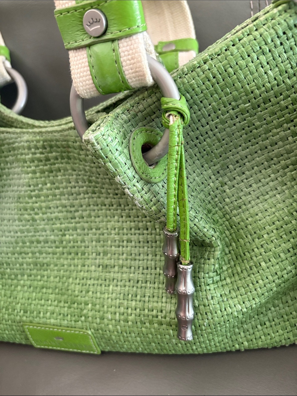 Elaine Turner Lime Green Woven Shoulder Tote with Wristlet - Picture 3 of 16